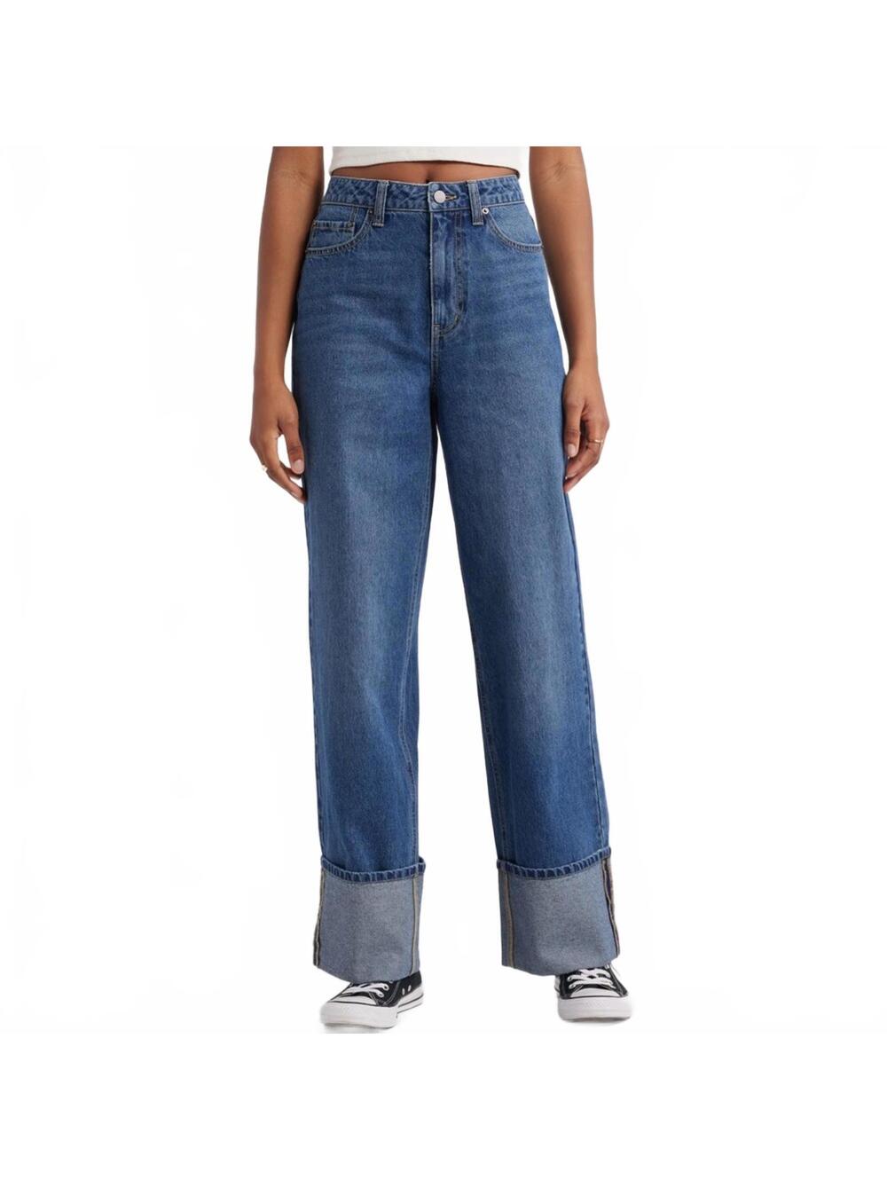 BP Wide Cuff High Waist Wide Leg Jeans Dark Wash NWT Size 26